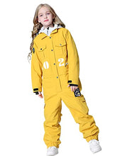Load image into Gallery viewer, HOUZONIY Kids Snow Suit Unisex Waterproof,Ski Suit Insulated for Girls Boys,One Piece Padded for Skiing,Snowmobiling,Hiking,Climbing Yellow 130