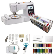 Load image into Gallery viewer, Sewing starter kit including 26 Gutermann sewing thread 100m spools and a Brother sewing machine. Sewing kit for adults with sewing thread and Brother PE550D 4” x 4” Embroidery Machine