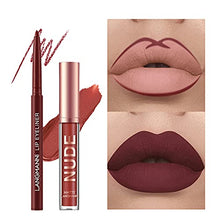 Load image into Gallery viewer, 12Pcs Matte Liquid Lipstick + Lip Liner Pens Set, One Step Lips Makeup Kits Pigment Velvety Nude Lip Stain Waterproof Long Wear Lip Gloss Make up Gift Set
