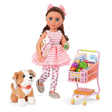 Load image into Gallery viewer, Glitter Girls Dolls – Shopping Cart Playset – Pink & Purple Rolling Grocery Cart – Play Food Pizza, Ice Cream, and Fruit – 14” Doll Accessories – Toys for Kids Ages 3 and Up