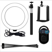 Load image into Gallery viewer, CWH&WEN 10 Inch Ring Light with Tripod Stand, Selfie Fill Lamp with 3 Cell Phone Holders, 3 Lighting Modes, Adjustable Brightness, for YouTube Video and Makeup