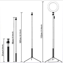 Load image into Gallery viewer, CWH&WEN 10 Inch Ring Light with Tripod Stand, Selfie Fill Lamp with 3 Cell Phone Holders, 3 Lighting Modes, Adjustable Brightness, for YouTube Video and Makeup