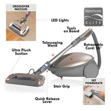 Load image into Gallery viewer, Kenmore Elite 81714 Pet Friendly Ultra Plush Lightweight Bagged Canister Vacuum with Pet PowerMate, HEPA, Extended Telescoping Wand, Retractable Cord, and 3 Cleaning Tools-Champagne