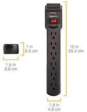 Load image into Gallery viewer, AmazonBasics 6-Outlet, 200 Joule Surge Protector Power Strip, 2 Foot, Black - Pack of 2