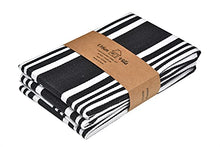 Load image into Gallery viewer, Urban Villa Set of 3 Kitchen Towels Highly Absorbent 100% Cotton Dish Towel 20X30 Inch with Mitered Corners Trendy Stripes Black/White Bar Towels & Tea Towels