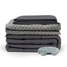Load image into Gallery viewer, BUZIO Weighted Blanket 4 Piece Set with 2 Removable Duvet Covers & 1 Weighted Sleep Mask, Heavy Blanket for Hot & Cold Sleepers - Kids or Adults (60 x 80 inches - 15 lbs, Grey)