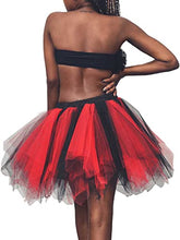 Load image into Gallery viewer, Nicute Tutu Skirt Dance Tulle Skirts Elastic Tutu Costume Halloween Ballet Skirt for Women and Girls (Black and Red)