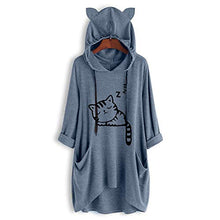 Load image into Gallery viewer, Casual Hooded Sweatshirts for Women Long Sleeved Plus Size Pullover Loose Oversized Drawstring Cat Ear Hoodies Blouse
