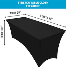 Load image into Gallery viewer, Utopia Kitchen - 2 Pack, 6 Ft Stretchable Tablecloth - Tight Fit Washable and Wrinkle Resistant Spandex Table Cover for Event & Parties (Black)