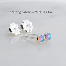 Load image into Gallery viewer, Light Blue Opal Cabochon in Sterling Silver Stud Earrings for Women Fashion Jewelry Earings