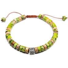 Load image into Gallery viewer, Elegant Green Imperial Jasper Bracelet - Handcrafted Natural Gemstone Beaded Tibetan Style Jewelry for Men &Women
