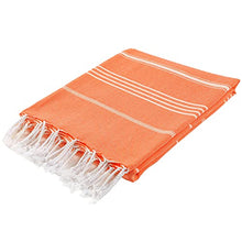 Load image into Gallery viewer, Cacala Turkish Bath Large Luxury Beach Highly Absorbent Quick and Easy Dry Soft and Comfortable Shower Towels for Bathroom, Spa, Pool 100% Organic Cotton Pure Series, 37" x 70", Orange