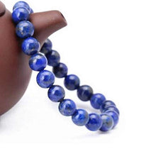 Load image into Gallery viewer, Handmade Lapis Lazuli Bracelet - Gemstone Bracelet - Bead Stretch Bracelet - Friendship Bracelet - Blue Stone Focus Bracelet (8mm)