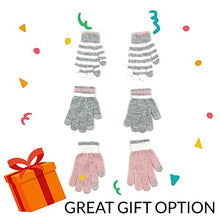 Load image into Gallery viewer, accsa 3 Pairs Kids Soft Stretch Magic Gloves Boys Girls Touch Screen Winter Gloves Set, Pink
