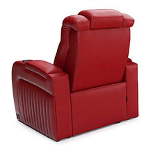 Load image into Gallery viewer, Seatcraft Mantra Home Theater Seating - Power Recline Chair - Leather - Adjustable Headrest and Lumbar Support - Cup Holders - USB Charging - Storage - SoundShaker - Ambient Lighting (Single, Red)