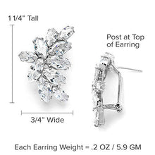 Load image into Gallery viewer, Mariell Cubic Zirconia Marquis-Cut Graceful Curved Cluster Bridal Wedding Earrings - Platinum Plated