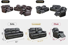 Load image into Gallery viewer, Lifestyle Furniture 3-Pieces Reclining Living Room Sofa Set,Drop Down Table,Bonded Leather,Brown(LS2890-3PC)