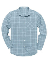 Load image into Gallery viewer, Tinkwell Men's Casual Dress Shirt Button Down Shirts Long Sleeve Plaid Work Shirt Blue S