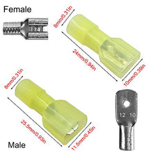 Load image into Gallery viewer, 180pcs Fully Insulated Wire Crimp Terminal Nylon Quick Connectors Wiring Male/Female Spade,YuCool Disconnect Electrical Connectors Assortment Kit AWG 22-16, 16-14, 12-10