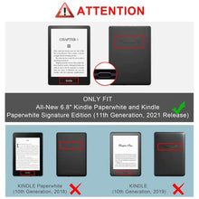 Load image into Gallery viewer, KANNIL Stand Case for 6.8" All-New Kindle Paperwhite(11th Generation, 2021),Kindle Paperwhite Signature Edition, PU Leather Smart Cover with Auto Sleep Wake, Card Slot and Hand Strap (Z-G-Floral)