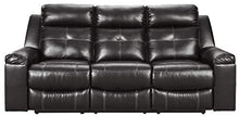 Load image into Gallery viewer, Signature Design by Ashley - Kempten Contemporary Faux Leather Reclining Sofa - Pull-Tab Reclining - Black