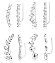 Load image into Gallery viewer, HANPABUM 4 Pairs Ear Cuffs Hoop Climber Earrings Cubic Zirconia Crawler Earrings Stud Ear Climber Jackets