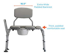 Load image into Gallery viewer, NOVA Padded Tub Transfer Bench for Bath or Shower with Commode Opening, Seat & Backrest Removable & Reversible, Comes with Commode Bucket & Lid
