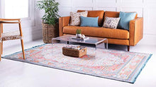 Load image into Gallery viewer, Unique Loom Baracoa Collection Bright Tones Vintage Traditional Light Blue Area Rug (5' 5 x 8' 0)
