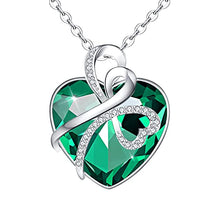 Load image into Gallery viewer, Yopicks May Birthstone Necklace Love Heart Pendant Necklaces Anniversary Jewelry Gifts for Women Emerald Necklace