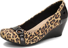 Load image into Gallery viewer, Clarks Women's Flores Poppy Pump, Tan Leopard Suede, 6 M US