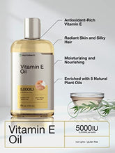 Load image into Gallery viewer, Natural Vitamin E Oil | 5000 IU | 8 oz (2 x 4oz) Value Pack | For Skin, Hair & Face | Vegetarian, Non-GMO, and Gluten Free Formula | By Horbaach
