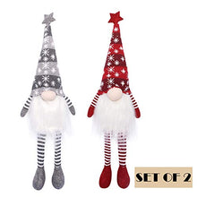 Load image into Gallery viewer, EDLDECCO Christmas Gnome with Light Timer 27 Inches Set of 2 Knitted Hat Nisse Figurine Plush Swedish Nordic Tomte Scandinavian Elf X'Mas Holiday Party Home Decor Ornaments (Red & Grey)