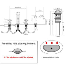 Load image into Gallery viewer, GGStudy 8 inch 2 Handles 3 Holes Widespread Bathroom Sink Faucet Antique Brass Bathroom Vanity Faucet Basin Mixer Tap Faucet Matching Metal Pop Up Drain with Overflow