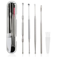 Load image into Gallery viewer, MJIYA Ear Pick Earwax Removal Kit, Ear Cleansing Tool Set, Ear Curette Ear Wax Remover Tool with a Storage Box (Silver, 5 Pcs)