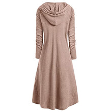 Load image into Gallery viewer, Womens Long Sleeve Tshirt Teens Girls Loose Blouse Top Sweater Soft Comfy Coat Retro Dress Hooded Elasticity Sweatshirt Khaki