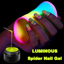 Load image into Gallery viewer, N/D 6PCS Luminous Spider Nail Gel Set, Glow in The Dark Poly Nail Extension Gel Kit, 8ml Nail Art Wire Drawing Polish, DIY Polish UV Nail Art Kit for Halloween Line DIY Manicure Art Decoration