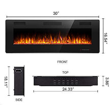 Load image into Gallery viewer, Antarctic Star Electric Fireplace in-Wall Recessed and Wall Mounted, 750/1500 Fireplace Heater and Linear Fireplace with Multicolor Flame, Control by Touch Panel & Remote (Black) … (30‘’)