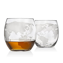 Load image into Gallery viewer, Whiskey Decanter Globe Set with 4 Etched Globe Whisky Glasses - for Liquor, Scotch, Bourbon, Vodka - 850ml