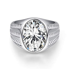Load image into Gallery viewer, BONLAVIE Mens Vintage Rings with White Cubic Zirconia CZ 925 Sterling Silver Wedding Band Engagement Ring Size 9