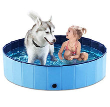 Load image into Gallery viewer, Jasonwell 1 PCS Foldable Dog Pool Collapsible Dog Pet Pool Bathing Tub Kiddie Pool Size L And 1 PCS Sprinkler for Kids Splash Pad Play Mat 60" Baby Wading Pool Summer Outdoor Water Toys Kids Sprinkler