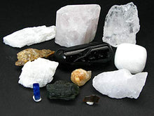 Load image into Gallery viewer, Synergy 12 Set Phenakite Moldavite Natrolite Petalite Danburite Tektite Azeztulite Scolecite Herderite Tanzanite Brookite Satyaloka 283 Gr