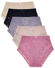 Load image into Gallery viewer, Barbra's 5 Pack Women's Light Control Full Coverage Lace Briefs Panties (2XL)
