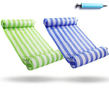 Load image into Gallery viewer, FindUWill 2-Pack Premium Swimming Pool Float Hammock, Multi-Purpose Inflatable Hammock (Saddle, Lounge Chair, Hammock, Drifter), Water Hammock Lounge (RoyalBlue and GreenYellow)