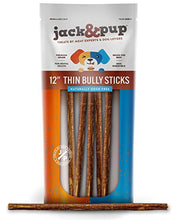 Load image into Gallery viewer, Jack&Pup Premium Thin Dog Bully Sticks 12 inch Bully Sticks for Dogs, Healthy Dog Treats Bully Sticks Odor Free Bully Sticks for Medium Dogs - 100% Beef Dog Chews, Pizzle Chew Sticks for Dogs (5 Pack)