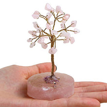 Load image into Gallery viewer, JIC Gem Natural Rose Quartz Healing Crystal Gemstone Tree Wire Wrapped On Rose Quartz Base Home Office Decor Tree Figurine