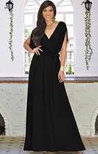 Load image into Gallery viewer, KOH KOH Petite Womens Long Semi-Formal Short Sleeve V-Neck Full Floor Length V-Neck Flowy Cocktail Wedding Guest Party Bridesmaid Maxi Dress Dresses Gown Gowns, Gray/Grey XS 2-4
