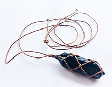Load image into Gallery viewer, Ripple Stream Braided Knitted Obsidian Crystal Healing Chakra Pendant Hand Braided Necklace Protection Negative Energy Cleanser Natural Stress Aid Soothe Mind Emotions (Braided Obsidian)