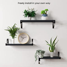 Load image into Gallery viewer, AMADA HOMEFURNISHING Floating Shelves Wall Mounted Set of 3, Rustic Wood Wall Shelves for Bedroom/Bathroom/Living Room/Kitchen/Laundry Room, Storage & Decoration, Black