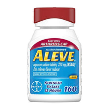 Load image into Gallery viewer, Aleve Arthritis Gelcap, Fast Acting All Day Pain Relief for Headaches, Muscle Aches, and Fever Reduction, Naproxen Sodium Gelcaps, 220 mg, Yellow, 160 Count