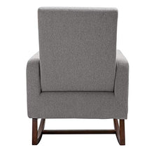 Load image into Gallery viewer, HOMCOM Accent Lounge Rocking Chair with Solid Curved Wood Base and Linen Padded Seat, Grey